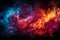 Isolated flames in red and blue