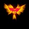 Isolated flaming Phoenix bird on fire 3d rendering