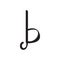 Isolated flat key signature musical note