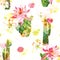 Isolated Floral Cactus Tropical Print