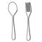 Isolated Fork and Spoon Cartoon Drawing