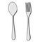 Isolated Fork and Spoon Cartoon Drawing