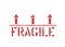 Isolated fragile grunge red vector box sign with arrows up