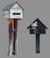 Isolated free standing mini wooden house mailboxes,
