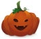 Isolated Fresh Pumpkin with Smiling Carved Face and Leaf, Vector Illustration