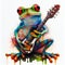 Isolated frog with guitar. Generative AI