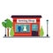 Isolated front view sewing shop building Vector