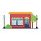 Isolated front view small business store building Vector