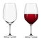 Isolated full and empty wine glasses vector