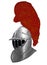 Isolated Full Face 16th Century War Helmet Silver