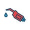 Isolated gasoline pump nozzle with drop line and fill style icon vector design