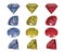 Isolated gemstones, diamonds, sapphires and rubies on transparent background, png