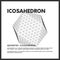 Isolated geometrical low poly icosahedron render. Vector monochrome illustration on light background. Original minimal linear d20