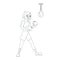 Isolated girl athlete character boxing