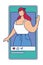 Isolated girl character on a cellphone flat design icon Vector