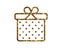 Isolated glitter golden holiday gift box icon