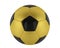 Isolated gold and black soccer ball. 3D rendering of football ball in matt gold colour.
