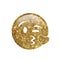 Isolated golden glitter smiley face with kissing mouth icon