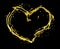 Isolated golden heart of molten gold on a black background. Splash, water, liquid, gold, precious, love, Valentine\\\'s Day