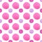 Isolated gradient purple pink designed watercolor painted polka dots illustrated in seamless pattern on white background