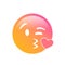 Isolated gradient smiley face with kissing mouth icon
