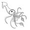 isolated graphic line black squid