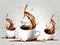 Isolated Gray background coffee splash in cup