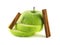Isolated green apple slices with cinnamon pods