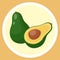 Isolated green avocado, piece of avocado with pit, natural organic alligator pear, eco product