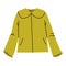 Isolated green female classic jacket coat with collar in flat style on white background.