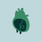 Isolated green heart illustration with sustainability concept