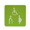 Isolated green icon of disabled persons, old people, and pregnant women