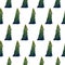 Isolated greenish Christmas tree watercolor painting in seamless pattern on white background