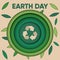 Isolated group of green layers and a recyclable symbol Earth day poster Vector