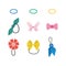 Isolated hair accessories set - colorful rubber bands with bows