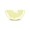 Isolated half of circle juicy yellow color pomelo with shadow on white background. Realistic colored slice.