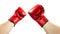 Isolated hands in  red boxing gloves