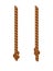 Isolated hanging ropes with tassels. Realistic knotted nautical thread. Nautical or marine vertical fiber. Hemp strings