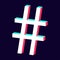 Isolated hashtag icon 3d on dark background