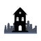 Isolated haunted house silhouette on the city vector design