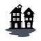 Isolated haunted houses silhouette vector design