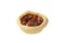 Isolated homemade pecan tart on white