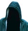 Isolated  hooded man creepy portrait