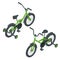 Isolated icon of isometric kid`s bicycle on white background.