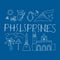 Isolated icons of Philippines. Culture and architecture.