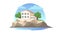 Isolated illustration country villa on a cliff