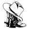 Isolated illustration cowboy hat.Cowboy boots.