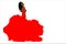 Isolated illustration of female wearing a big ball gown while doing a pose on a white background