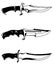 Isolated illustration of knives. Knife logo. Steel arms. Hunting knife.