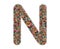 Isolated illustration of the letter N consisting of colorful beads on white background
